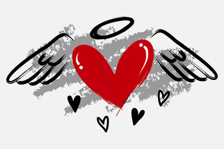 Heart with wings logo illustrationのイラスト素材