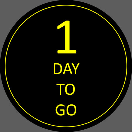 1 more day sign circle label vector art illustration with fantastic font and nice yellow black colorのイラスト素材