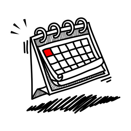 hand drawn doodle folding calendar with cartoon art style vector isolatedのイラスト素材