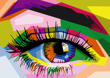 colorful eyes in polygonal abstract pop art style. suitable for posters, banners, banners, logos and moreのイラスト素材