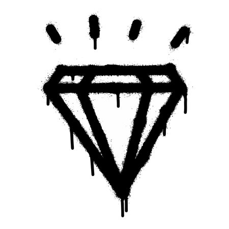 Spray Painted Graffiti diamond Sprayed isolated with a white background. graffiti diamond with over spray in black over white. Vector illustration.のイラスト素材
