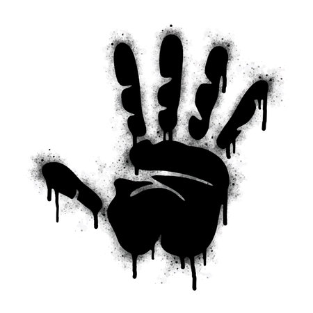 graffiti stop sign collection Spray painted black on white. Hand drop symbol. isolated on white background. vector illustrationのイラスト素材