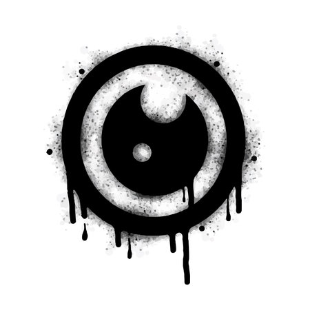 graffiti eyeball sign collection Spray painted black on white. Eyeball symbol. isolated on white background. vector illustrationのイラスト素材