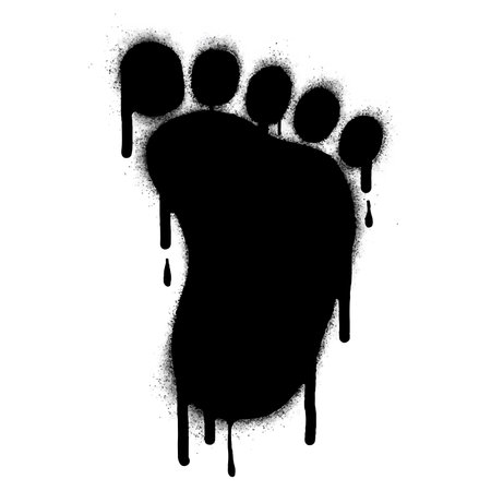 collection of graffiti paw prints Spray painted black on white. Footprint symbol. isolated on white background. vector illustrationのイラスト素材