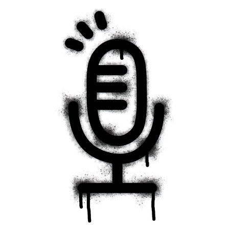 Spray Painted Graffiti mic icon isolated on white background. vector illustration.のイラスト素材