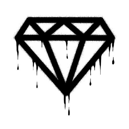 Spray Painted Graffiti diamond Sprayed isolated with a white background. graffiti diamond with over spray in black over white. Vector illustration.のイラスト素材