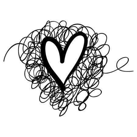 Doodle Hearts, hand drawn love hearts. Scribble. Vector illustration.のイラスト素材