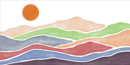 Natural abstract mountain on set. Mid century modern minimalist art print. Abstract contemporary aesthetic backgrounds landscape. vector illustrationsのイラスト素材