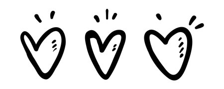 Doodle Hearts, hand drawn love hearts. Vector illustration.のイラスト素材
