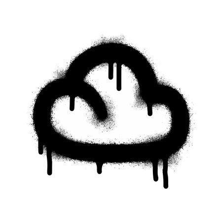 Spray graffiti cloud sign painted black on white. Smoke symbol. isolated on white background. vector illustrationのイラスト素材