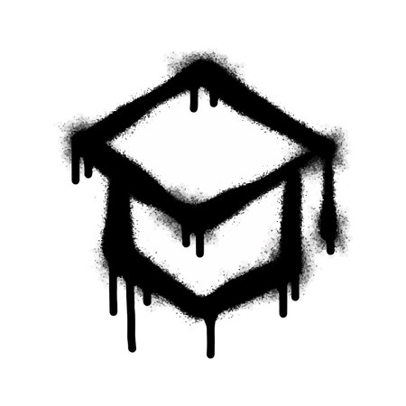 Spray Painted Graffiti Graduation hat Spray icon isolated on white background. graffiti graduation cap symbol with overspray in black on white. Vectorのイラスト素材