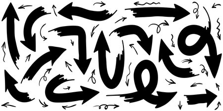 set of hand drawn arrows .Vector doodle design elements. Illustration on white background.for business infographic, banner, web and concept design.のイラスト素材