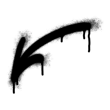 Spray Painted Graffiti arrow Sprayed isolated with a white background. graffiti arrow with over spray in black over white. Vector illustration.のイラスト素材