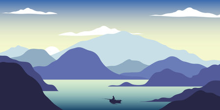 Mountain colors, translucent waves, sunset, abstract glass shapes, modern background, design vector illustrationのイラスト素材