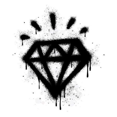 Spray Painted Graffiti diamond Sprayed isolated with a white background. graffiti diamond with over spray in black over white. Vector illustration.のイラスト素材