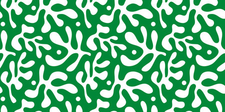 Abstract leaf pieces form a seamless pattern. Collection of trendy green leaf collage shape background designs. Contemporary art decorationのイラスト素材