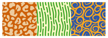 Set of abstract hand drawn decorative patterns. fabric design, seamless texture.Vector Illustration