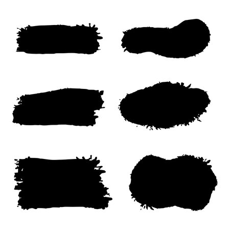 Brush strokes vector. Set of text boxes. Paintbrush collection. Grunge design elements. Dirty brush texture banners. Rectangular painted objectsのイラスト素材