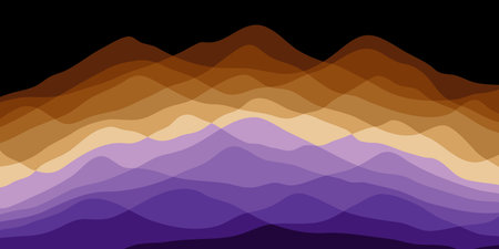 Mountain colors, translucent waves, sunset, abstract glass shapes, modern background, design vector illustrationのイラスト素材