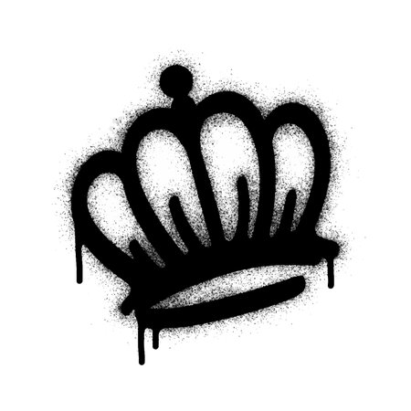 Spray painted graffiti crown sign in black on white. symbol of the king's crown. isolated on white background. vector illustrationのイラスト素材