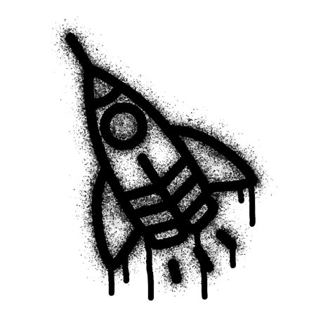 Spray Paint Graffiti spaceship icon isolated on white background. vector illustration.のイラスト素材