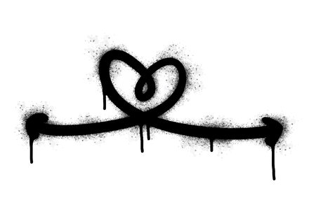 Spray Painted Graffiti heart icon Sprayed isolated with a white background. graffiti love icon with over spray in black over white. Vector illustration.のイラスト素材