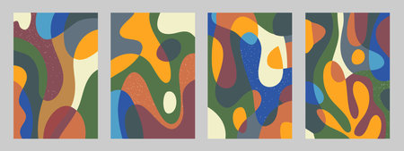 Modern abstract cover set, minimal cover design. Colorful geometric background, vector illustration.のイラスト素材