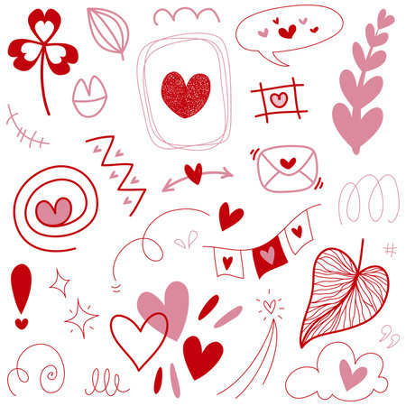Doodle Hearts, hand drawn love hearts. Vector illustration.のイラスト素材