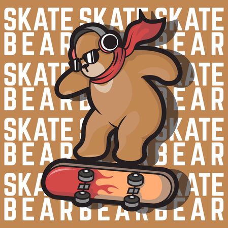 vector illustration of a bear playing skateboardのイラスト素材