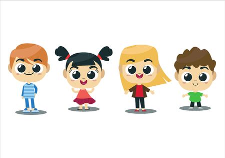 Illustration of children's characters, kids set vectorのイラスト素材