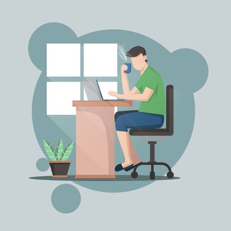 Work from home illustrations for landing pagesのイラスト素材