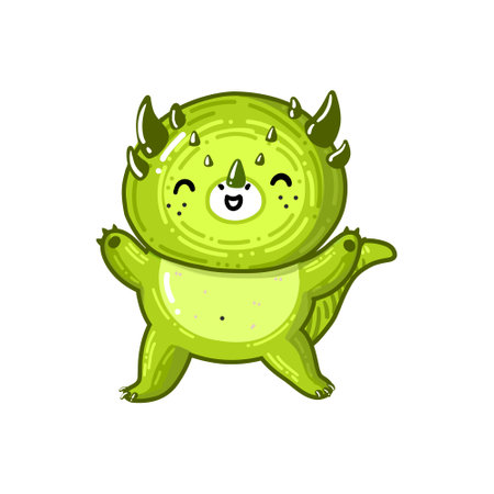 Very happy baby dragon is jumpingのイラスト素材
