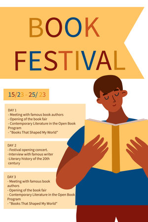 Banner for the book festival with a manのイラスト素材