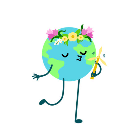 Cute eco planet earth characterのイラスト素材