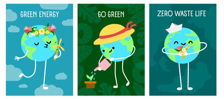 International Mother Earth Day cardsのイラスト素材