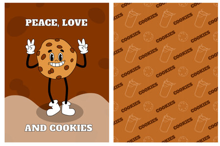 Groovy cookie 70s vintage characterのイラスト素材