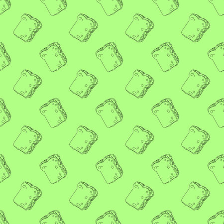 Sandwich seamless pattern on green backgroundのイラスト素材