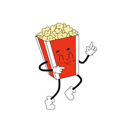 Poping popcorn groovy characterのイラスト素材