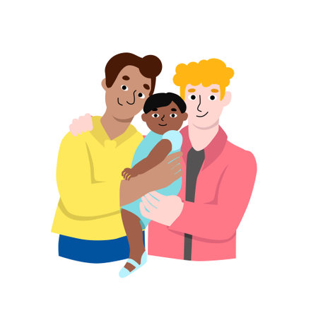 Diversity gay family parentのイラスト素材