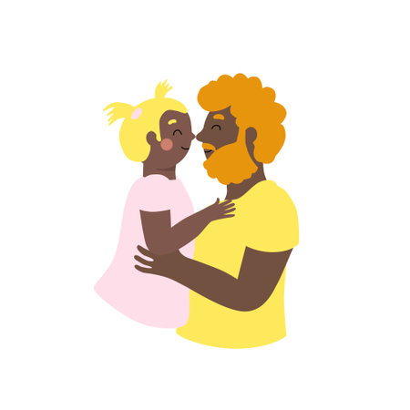 Father loves daughter and touches noseのイラスト素材