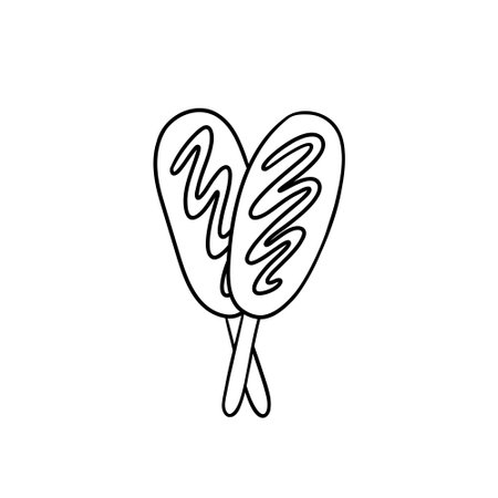 Corndog or Sausage in the dough outline illustration.のイラスト素材
