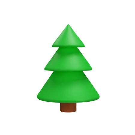 3d illustration of Christmas trees. Holiday elements isolated on background.のイラスト素材
