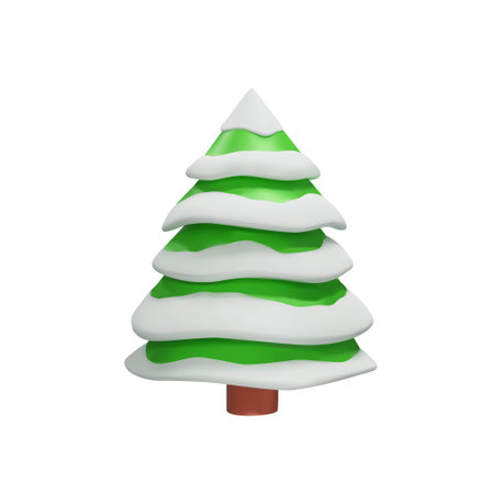 3D render snow christmas tree in clay styleのイラスト素材