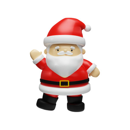 3d render cute Santa Claus in clay styleの写真素材