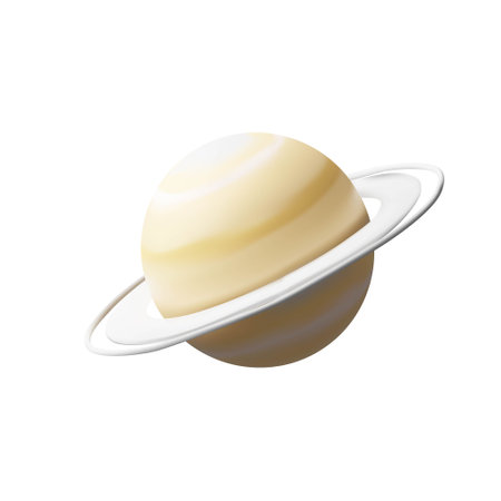 3D render realistic Saturn planet in plastic styleのイラスト素材