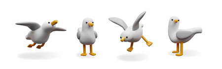 3d seagull set.のイラスト素材