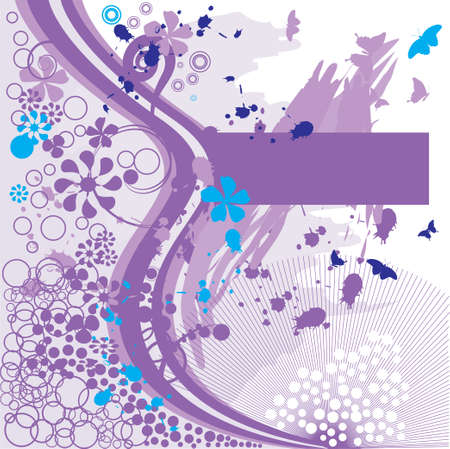 frame violet with flowers and butterfliesのイラスト素材