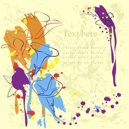 Contours of colors on bright stains and the butterflyのイラスト素材