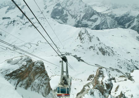 Dolomites in Italy in winterの写真素材