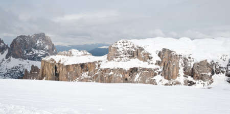 Dolomites in Italy in winterの写真素材